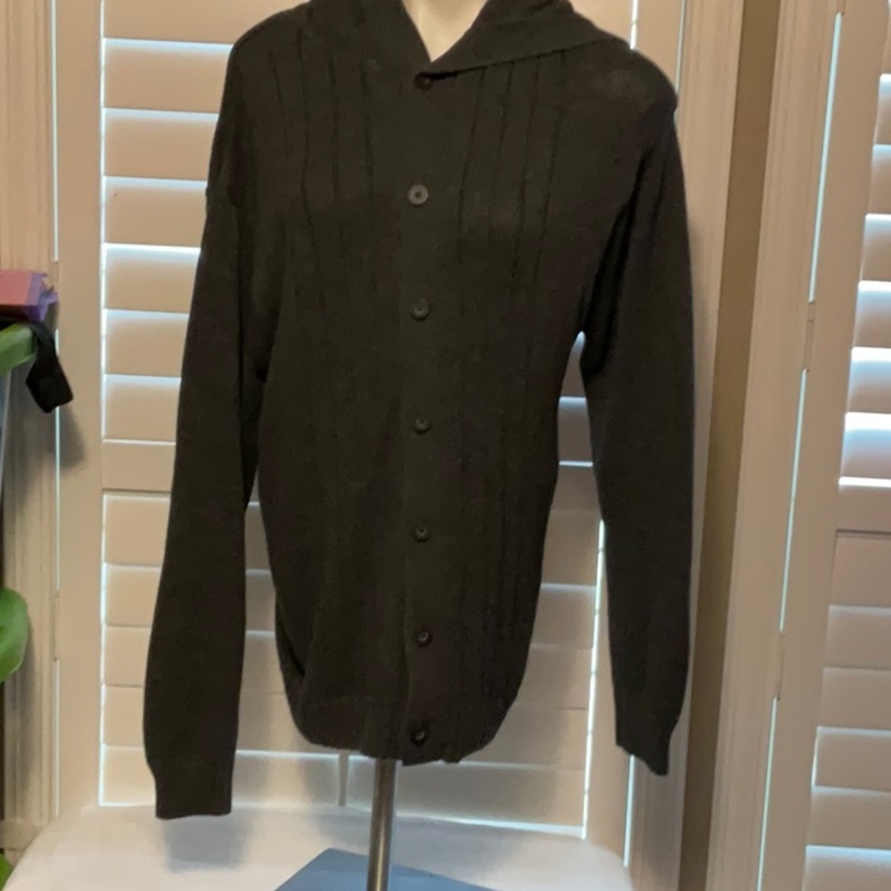 Men's Elegant Dark Cardigan Sweater